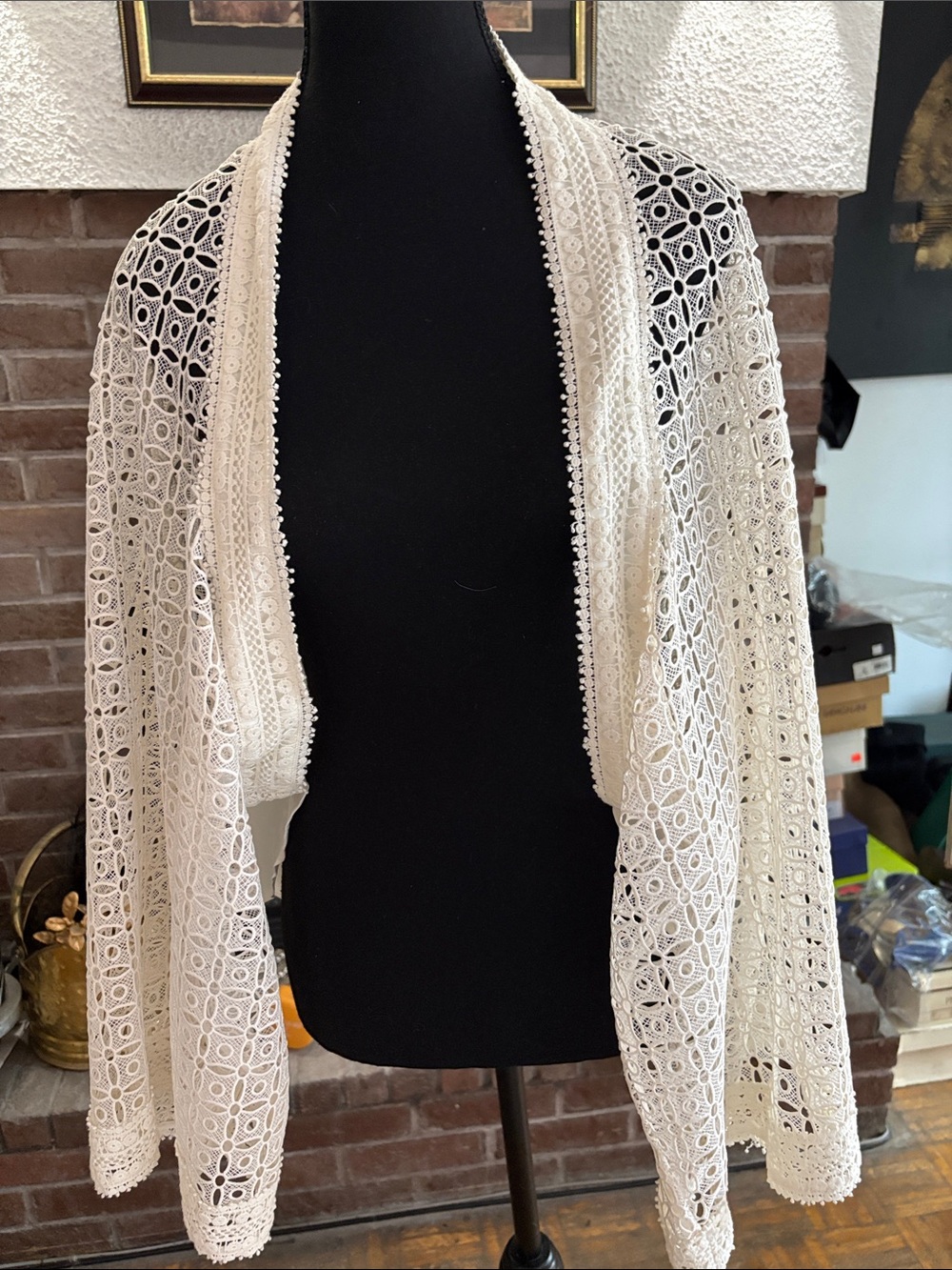 Lace Open-Front Shrug - Ivory